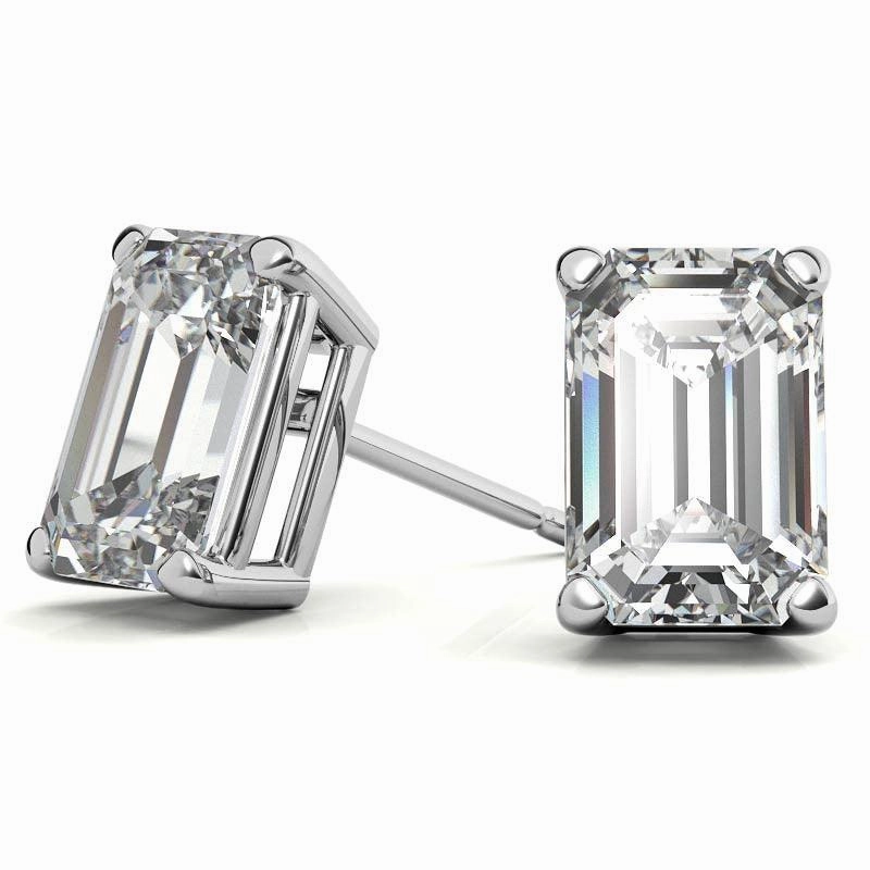925 Sterling Silver Gleaming Rectangle Solitaire Set of earrings and Pendant