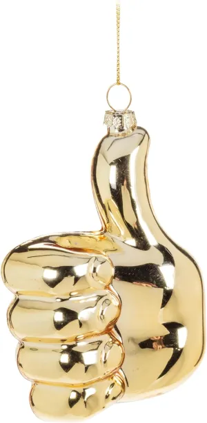 Abbott Collection Thumbs Up Emoticon Ornament, Glass, Gold (3.5" H)