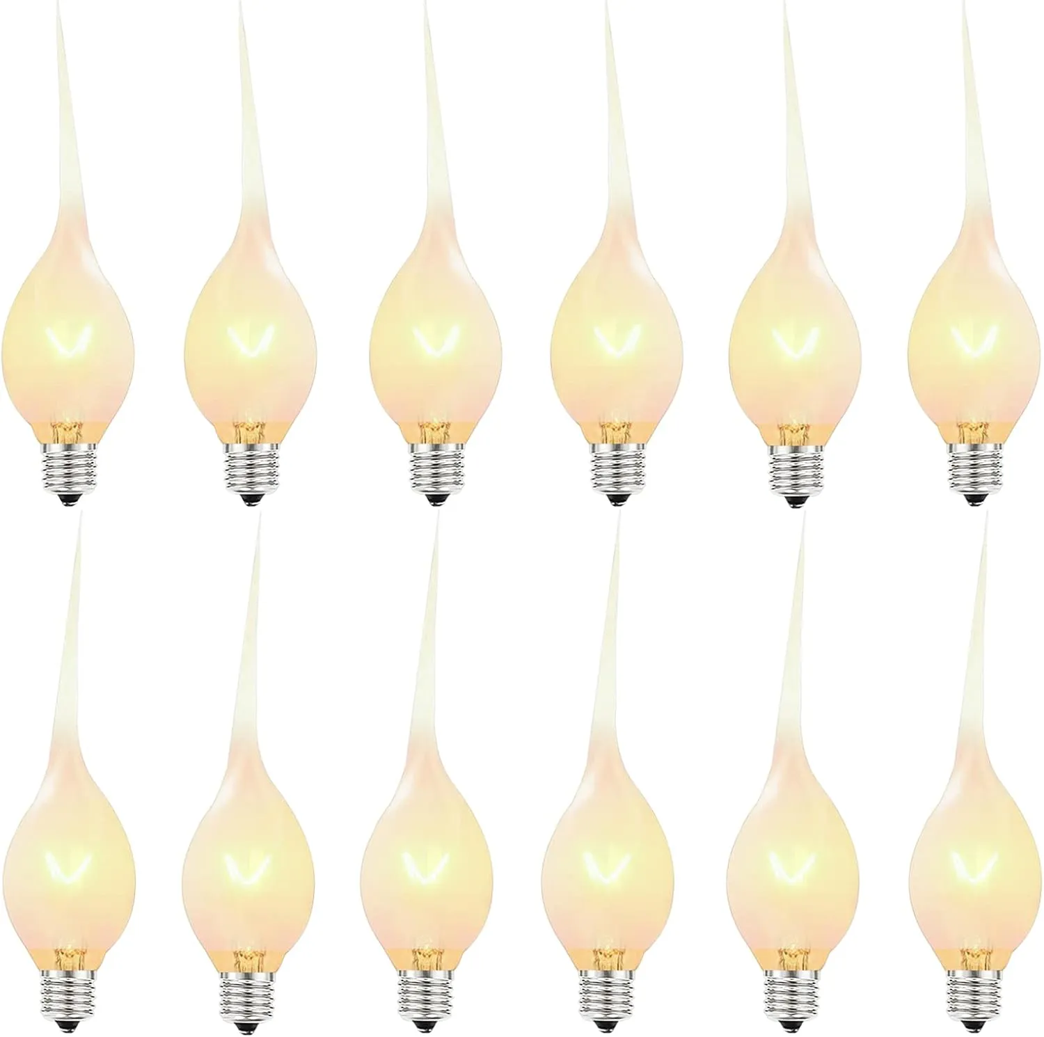 Abeja 12 Pack Silicone Dipped Candle Light Bulbs, Clear Silicone Decorative Light Bulbs 5 Watts, C7/E12 Candelabra Base, Electric Candle Lamp Chandelier Light for Chandelier and Window Candles