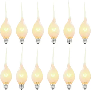 Abeja 12 Pack Silicone Dipped Candle Light Bulbs, Clear Silicone Decorative Light Bulbs 5 Watts, C7/E12 Candelabra Base, Electric Candle Lamp Chandelier Light for Chandelier and Window Candles