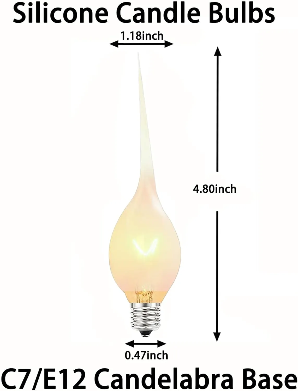 Abeja 12 Pack Silicone Dipped Candle Light Bulbs, Clear Silicone Decorative Light Bulbs 5 Watts, C7/E12 Candelabra Base, Electric Candle Lamp Chandelier Light for Chandelier and Window Candles