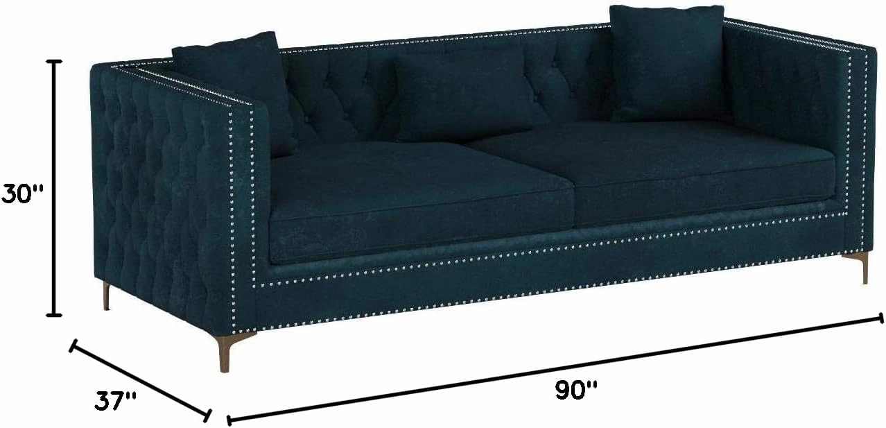 ACME Gillian Sofa w/3 Pillows - 52790 - Dark Teal Velvet