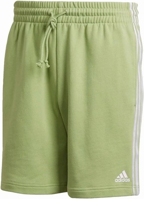 adidas Mens Training Grow Positivity Cotton 3-Stripes Shorts, Magic Lime/White, Large
