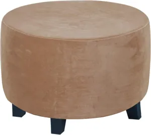 ADPON Velvet Plush Ottoman Cover,Super Stretch Round Ottoman Slipcover Washable Storage Stool Furniture Protector for Living Room (Large,Camel)