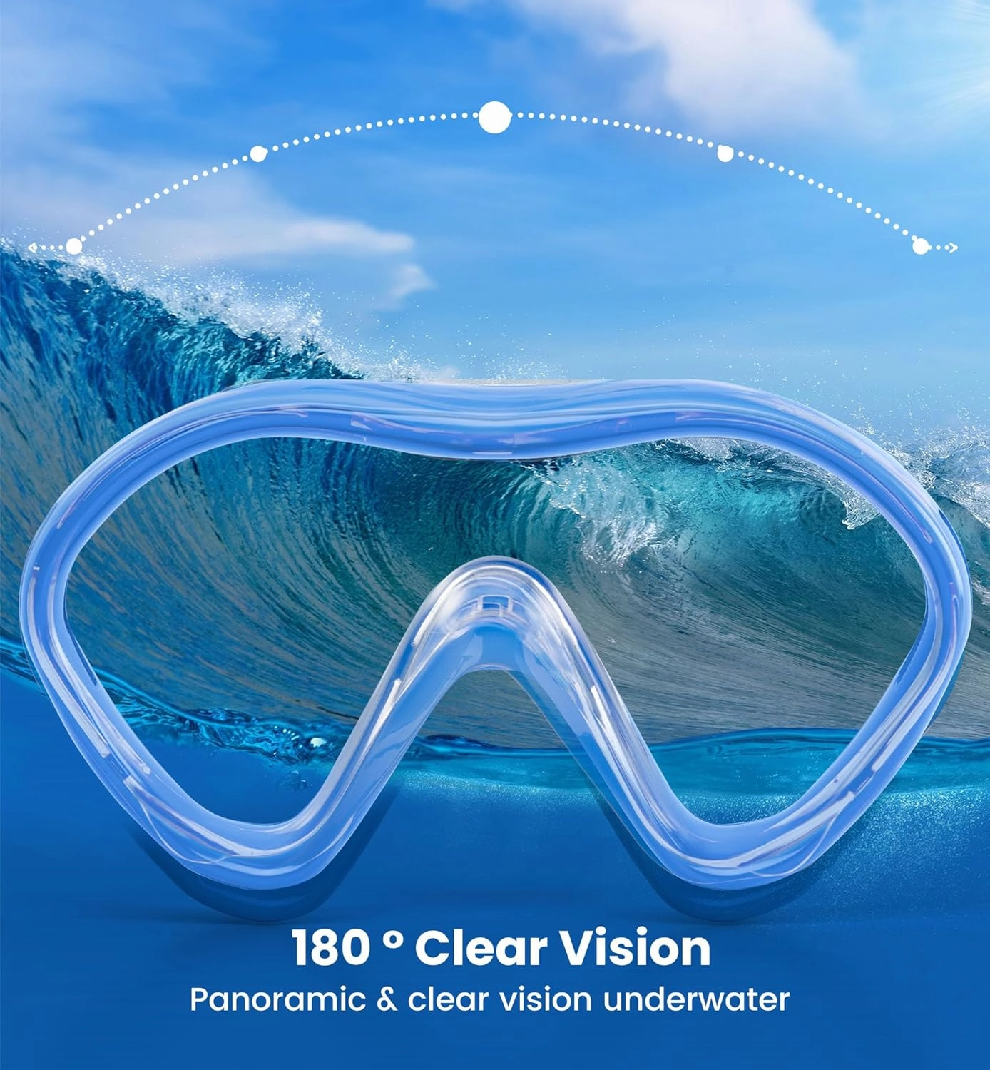 Aegend Kids Swim Goggles Snorkel Diving Mask for Kids Youth 3-15, Knitted Fabric Strap, Anti-Fog 180° Clear View