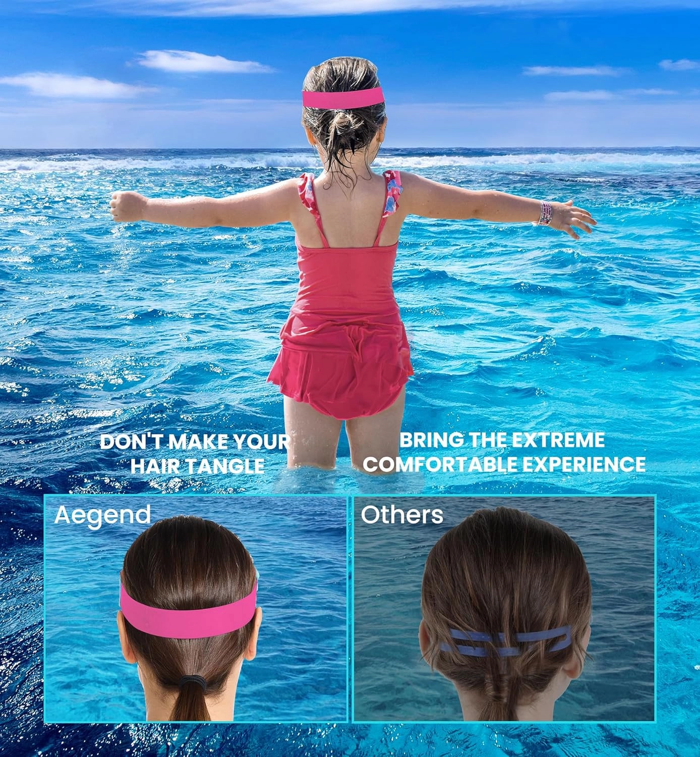 Aegend Kids Swim Goggles Snorkel Diving Mask for Kids Youth 3-15, Knitted Fabric Strap, Anti-Fog 180° Clear View