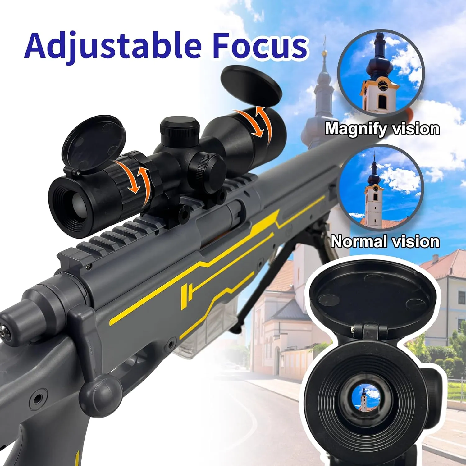 AGM MASTECH AWM Soft Bullet Toy Gun, Empty Shell Ejecting Design, Enhanced Scope, Dart Loader, 40 Soft Foam Darts, 20 Shells, 2 Magazines. Blasting Toy Foam Blaster for Boys and Girls (White)