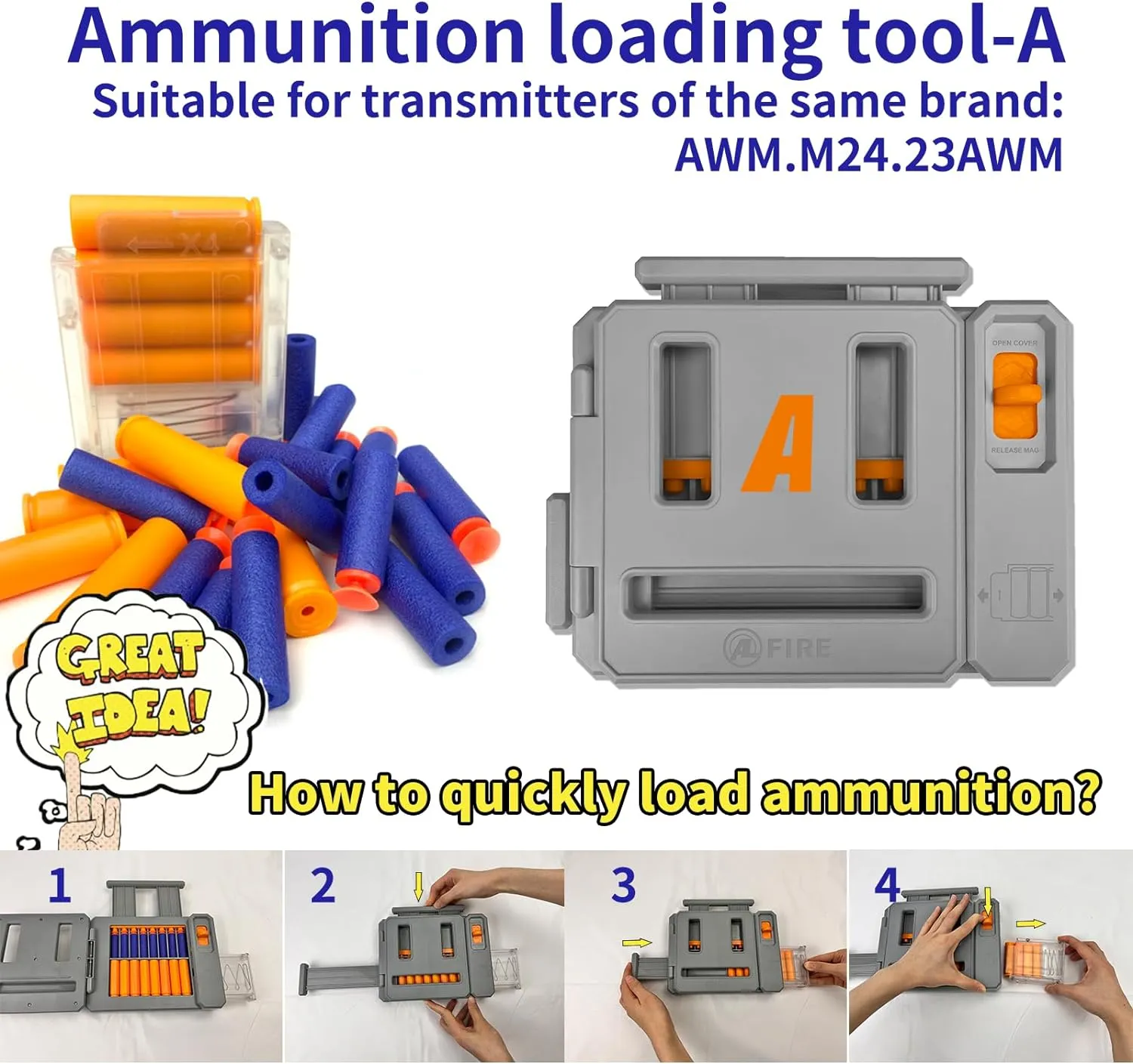 AGM MASTECH AWM Soft Bullet Toy Gun, Empty Shell Ejecting Design, Enhanced Scope, Dart Loader, 40 Soft Foam Darts, 20 Shells, 2 Magazines. Blasting Toy Foam Blaster for Boys and Girls (White)