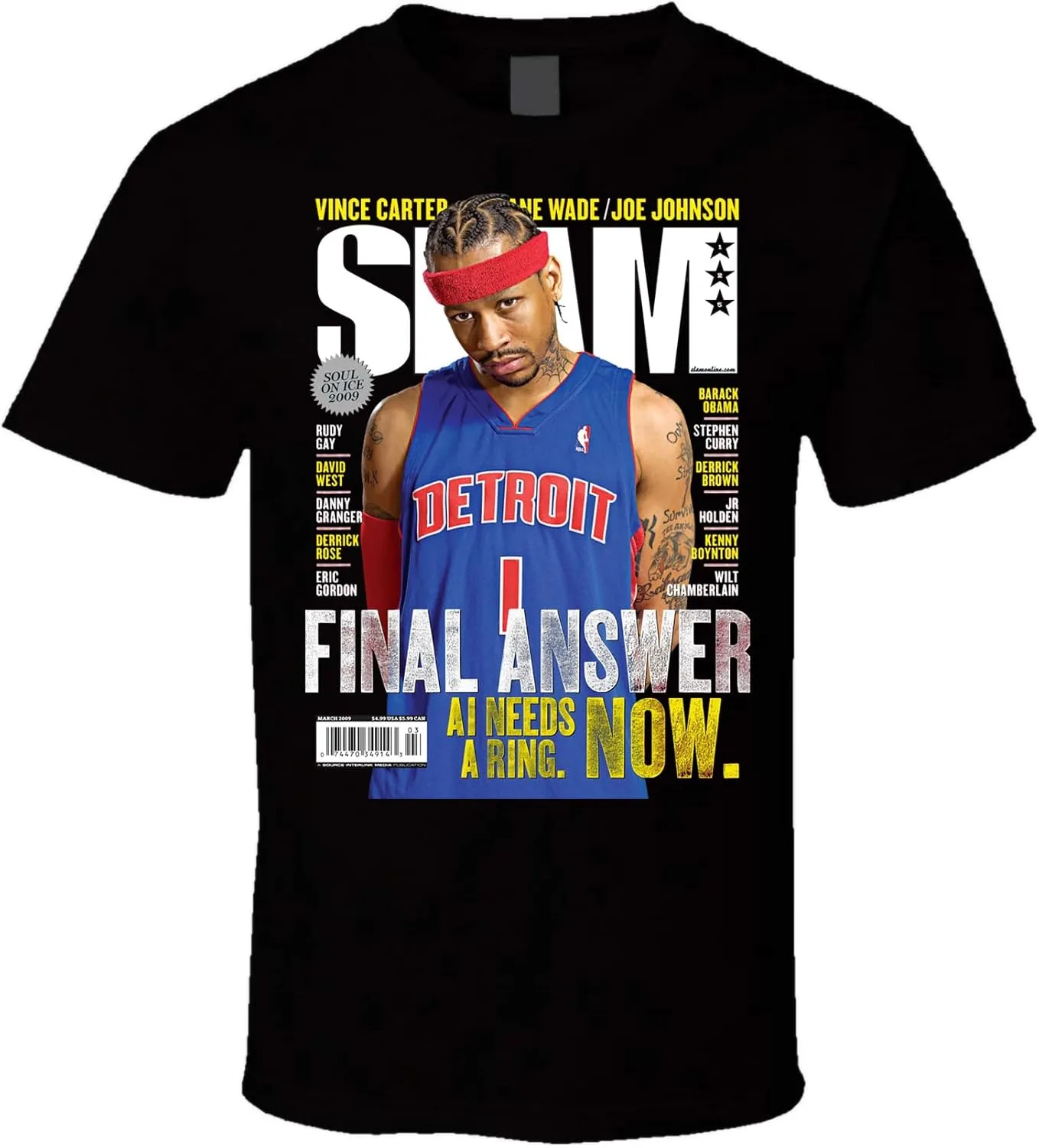 Allen Iverson Slam Cover Men/Women T Shirt Black