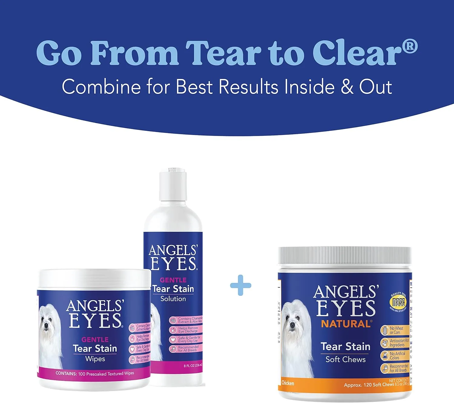Angels’ Eyes Natural Tear Stain Prevention Soft Chews for Dogs | Chicken Flavor| For All Breeds | No Wheat No Corn | Daily Supplement | Proprietary Formula