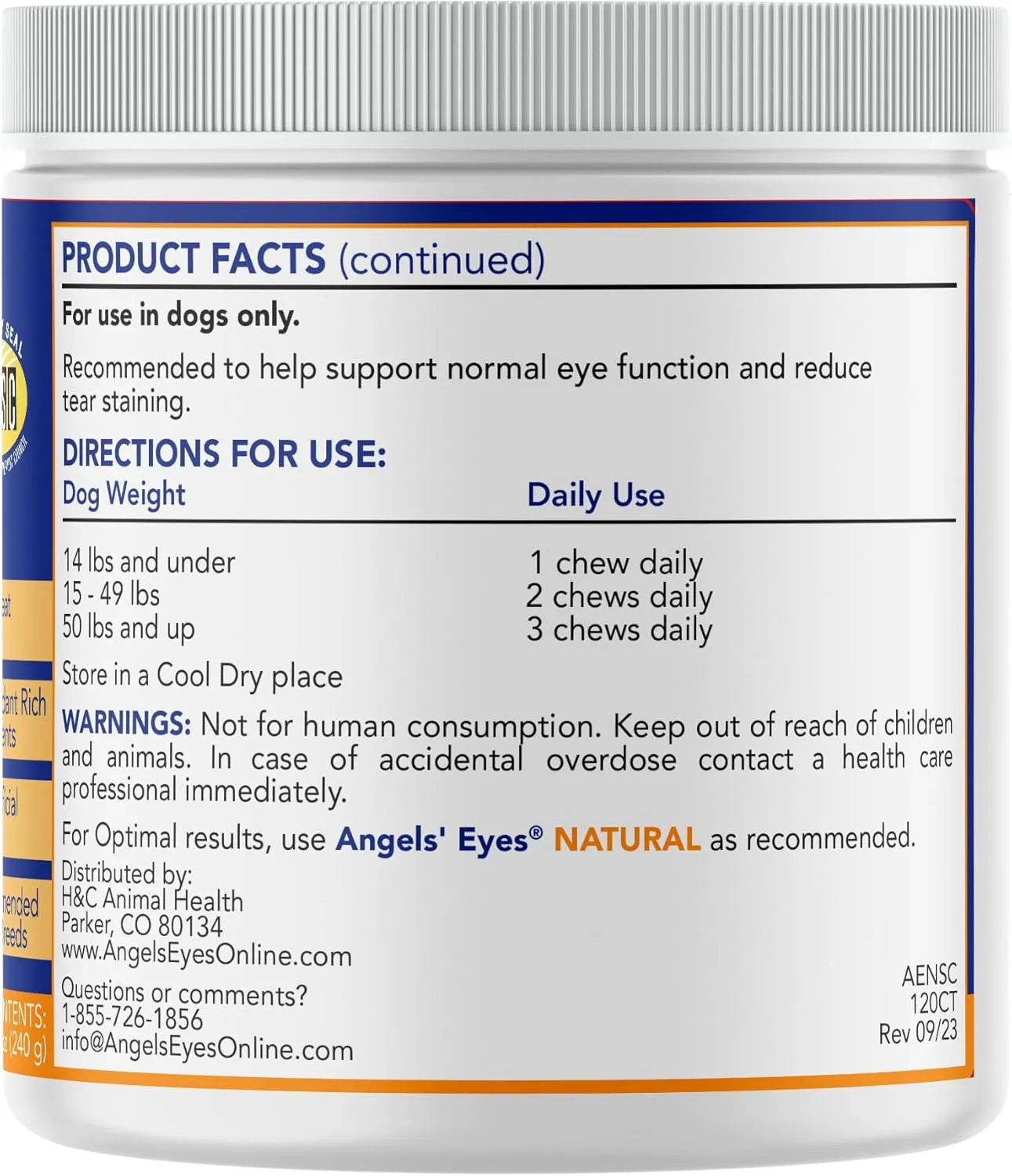 Angels’ Eyes Natural Tear Stain Prevention Soft Chews for Dogs | Chicken Flavor| For All Breeds | No Wheat No Corn | Daily Supplement | Proprietary Formula