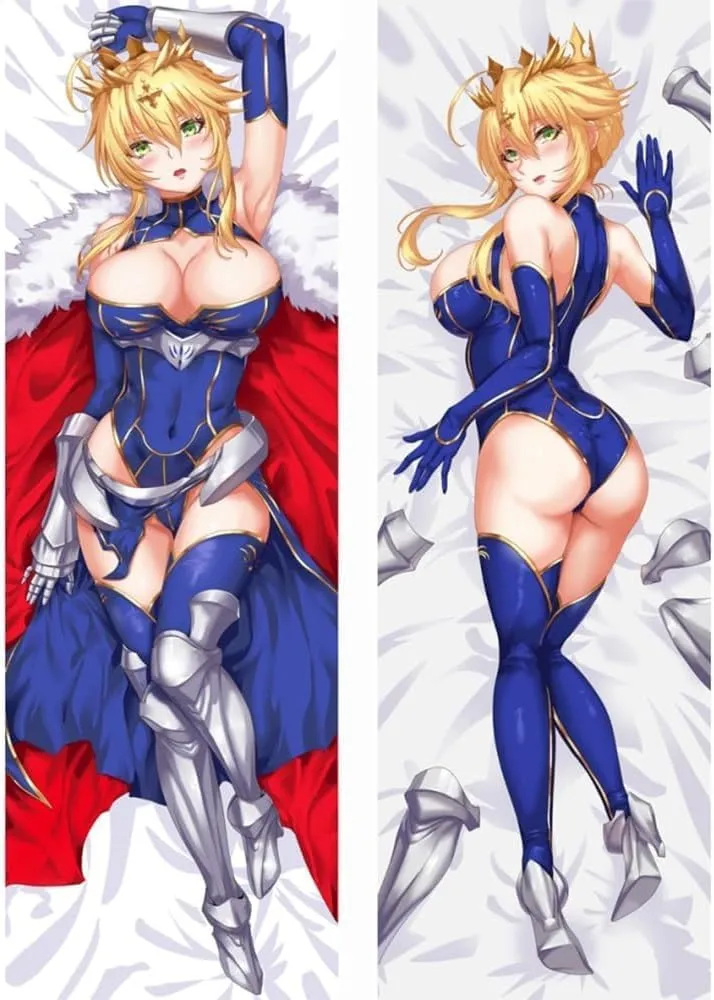 Anime Body Pillow Case 20" X 59", Peach Skin Double-Sided Altria Pendragon Anime Girl Hugging Body Throw Pillow Cover Cartoon Game Cushion Cover for Anime Fans Gift(7) MWCVLYUC