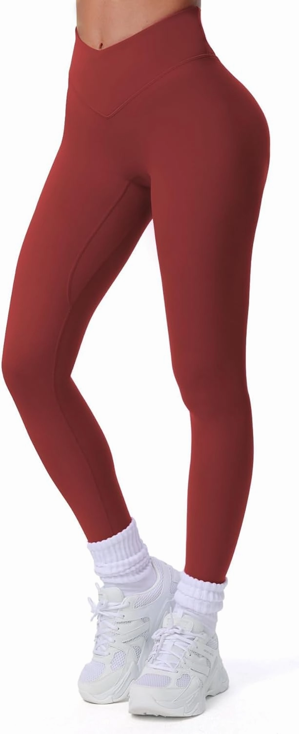 Aoxjox Workout Leggings for Women Vanity V Waist Hight Waist Tummy Control Hidden Scrunch Athletic Gym Yoga Pants 24"/26"/28"