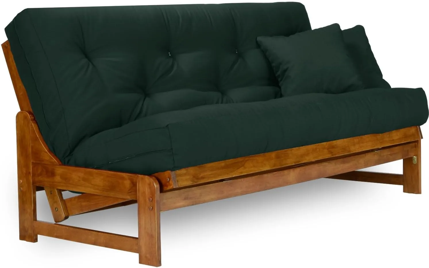 Arden Futon Set - Full Size, Frame, 8" Mattress, Twill Hunter Green Cover