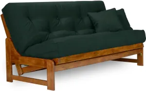 Arden Futon Set - Full Size, Frame, 8" Mattress, Twill Hunter Green Cover