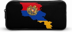 Armenia National Emblem Map Flag Cute Pencil Case Pencil Pouch Portable Pen Bag with Zip Stationary Supplies Travel Storage Bag