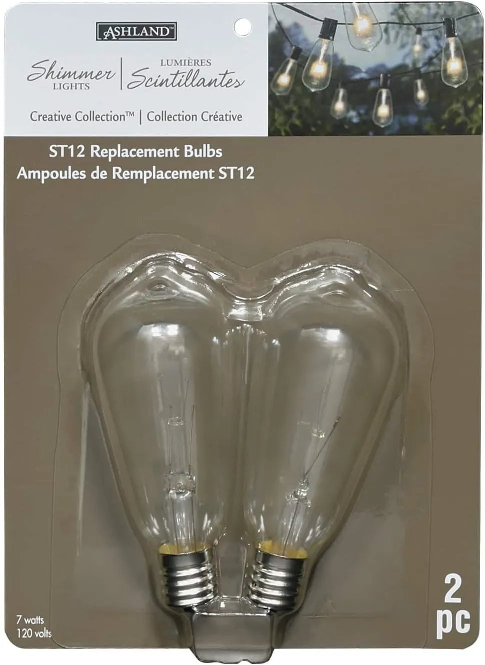 Ashland 2 Sheets (32 Total) Creative Collection Shimmer Lights Edison Replacement ST12 Bulbs 120 Volts, 7 Watt, Soft Amber Glow - Bulk 16 Pack