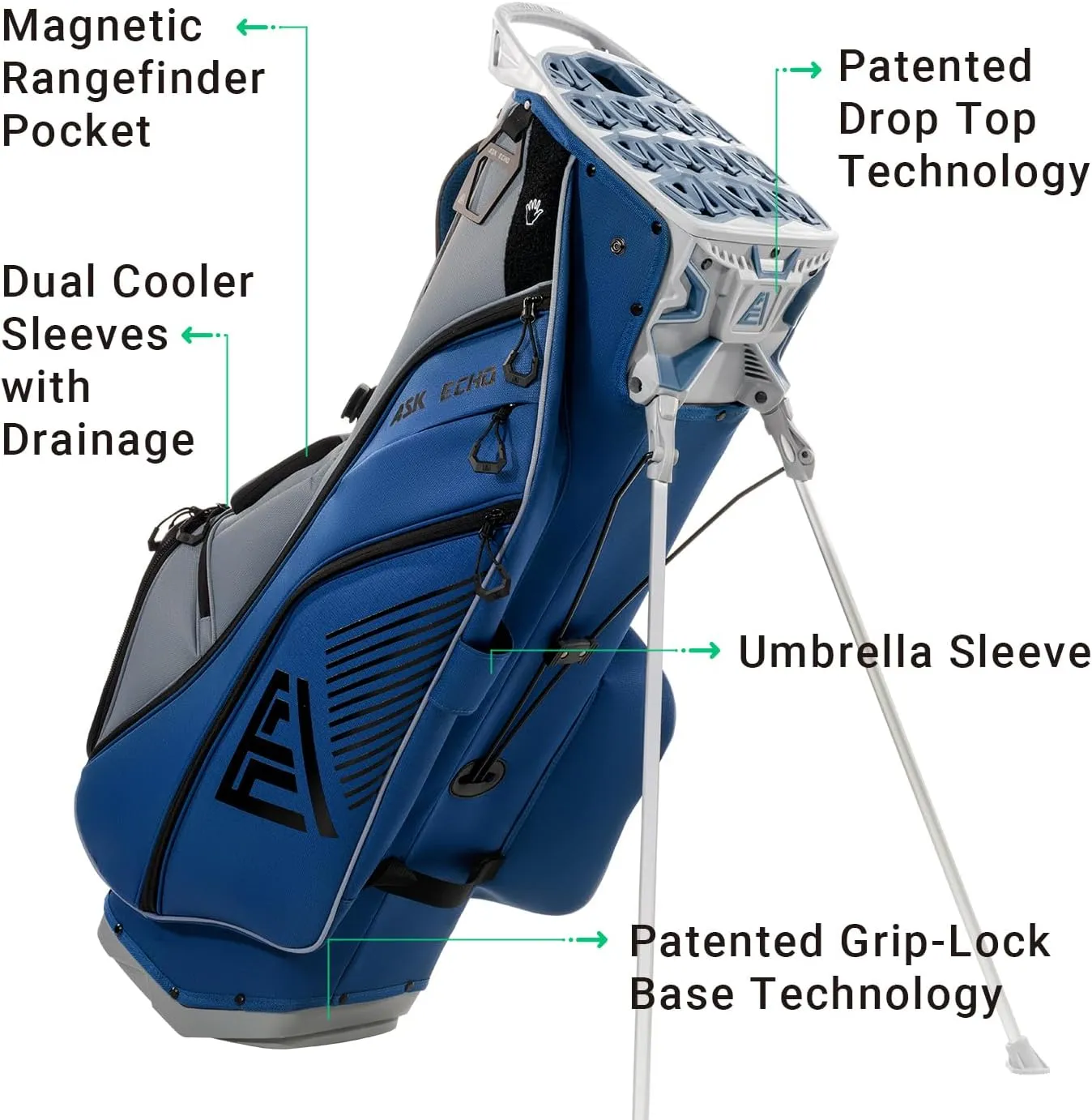 ASK ECHO 2025 ST- Lock Hybrid Mecha 14 Way Dividers Soundless Stand Bag with Grip Lock for Men & Women