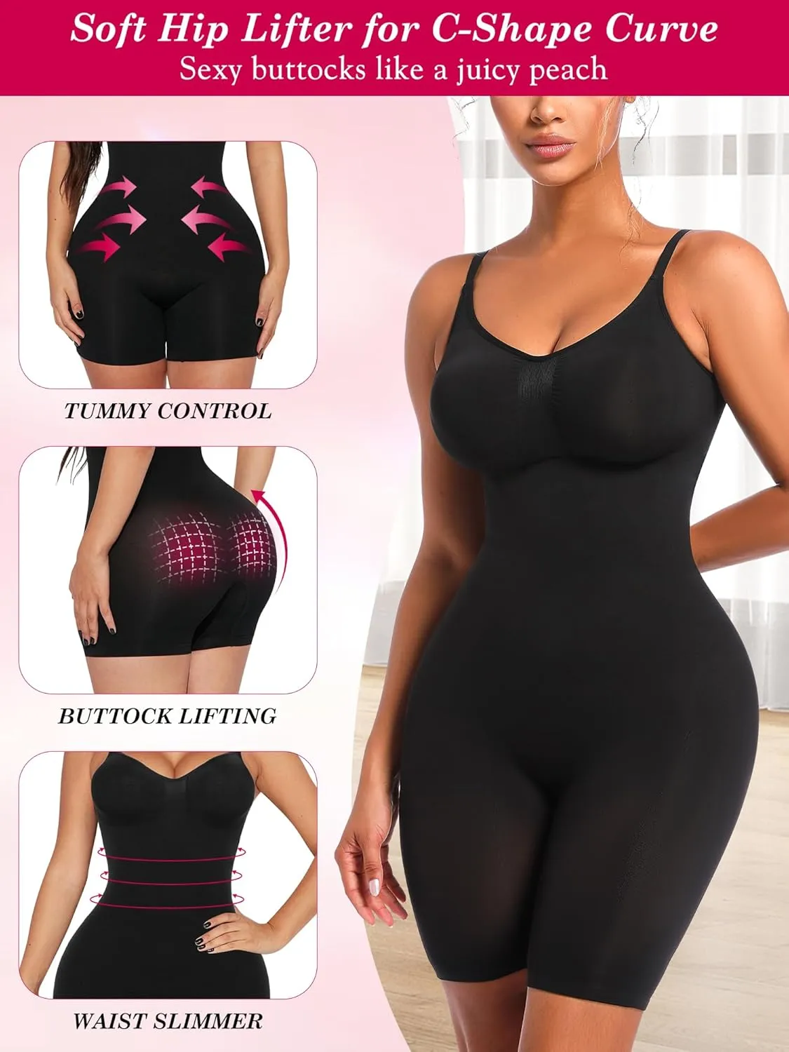 Atbuty Bodysuit for Women Shorts Tummy Control Seamless Shapewear Body Shaper