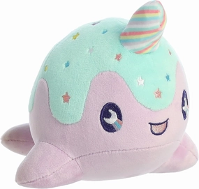 Aurora® Enchanting Tasty Peach® Pastel Lollipop Nomwhal Stuffed Animal - Bright & Colorful Design - Showpiece Plush - Purple 7 Inches