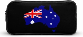 Australia Map Flag Cute Pencil Case Pencil Pouch Portable Pen Bag with Zip Stationary Supplies Travel Storage Bag
