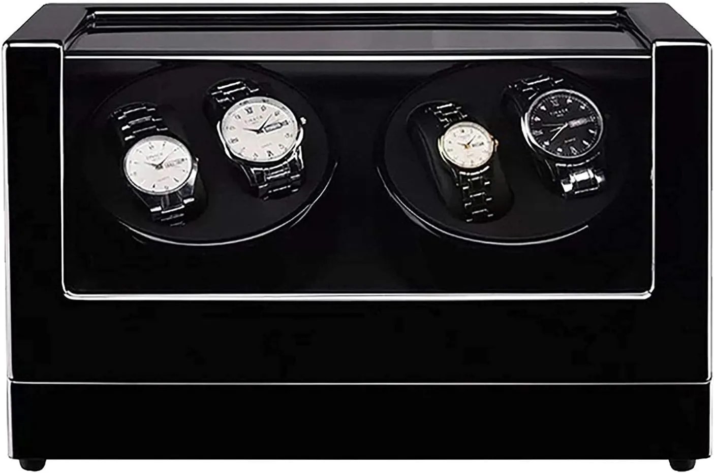 Automatic Watch Winder Box Watch Winder 4 0 Wooden Automatic Watch Winder Storage Box Transparent Cover Wrist Mechanical Watch Winding Box Double Head Motor Shaker