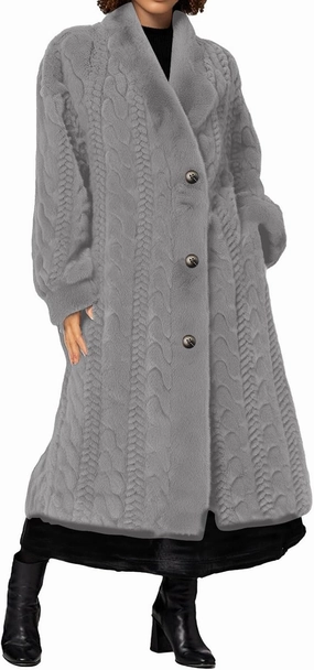 Autumn and Winter Thickened Women's Elongated Imitation Mink Cardigan Jacket Integrated Coat Pleated Back Denim