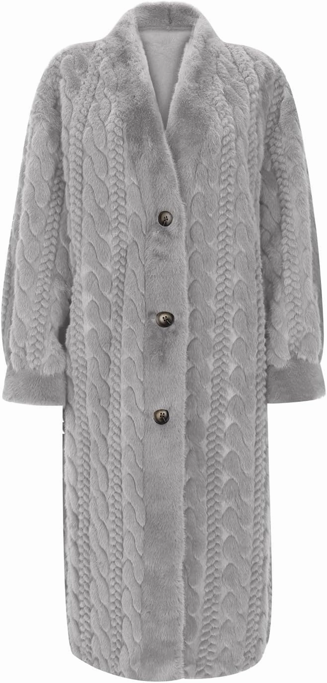 Autumn and Winter Thickened Women's Elongated Imitation Mink Cardigan Jacket Integrated Coat Pleated Back Denim