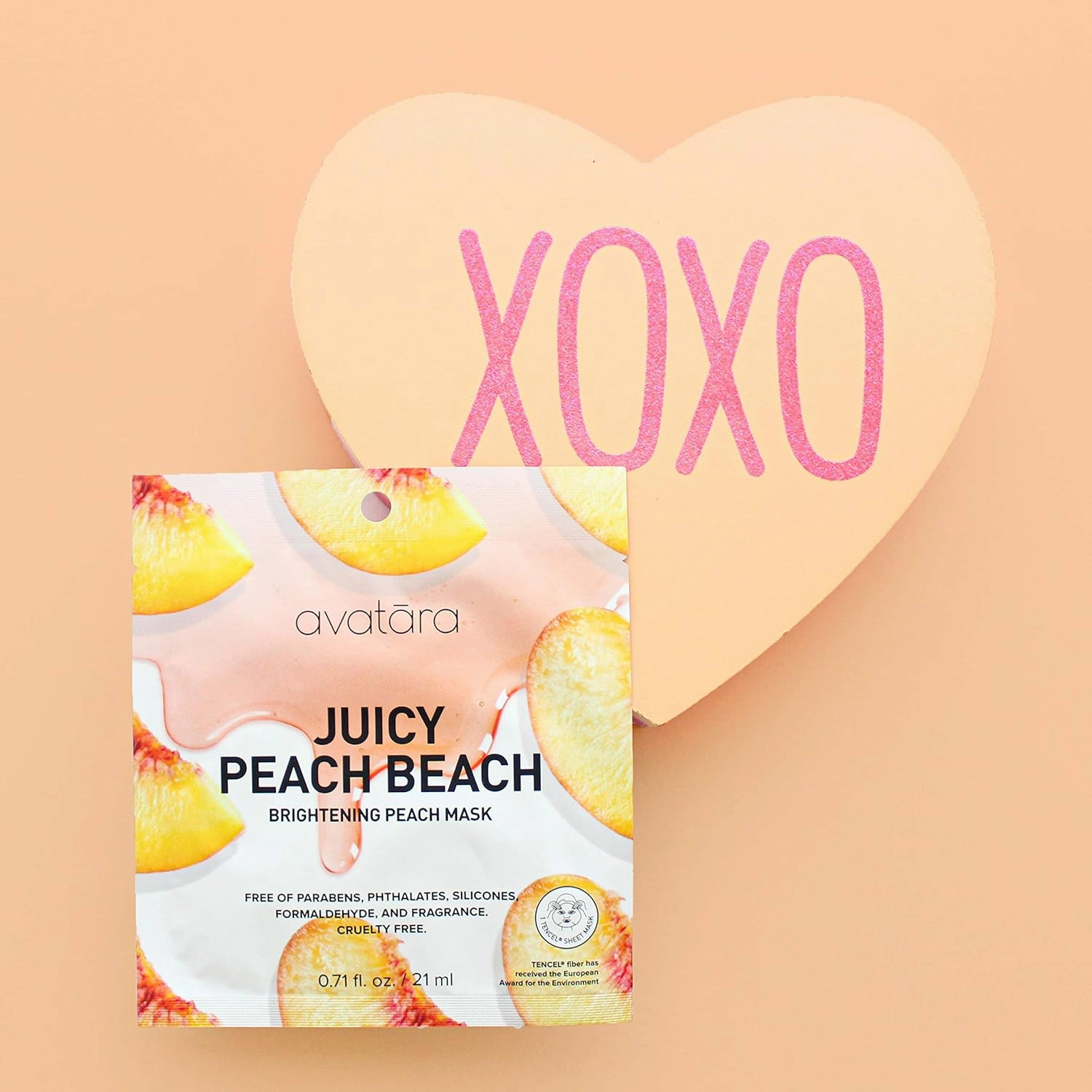 Avatara Juicy Peach Brightening Facial Mask 15 Sheets, Beauty and Skincare Sheet Masks with Peach Extracts, Hyaluronic Acid and Clean Ingredients for Clearer, Brighter Skin With Natural Glow, 15 Pack