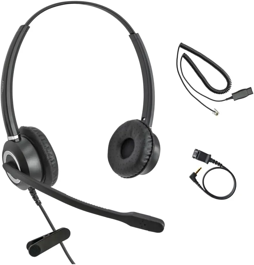 Avaya Headset HD Voice with HIS Adapter Compatible with Avaya 1600, 9600, J100 Series IP Phones Model, Plus 3.5mm Adapter for Smartphone