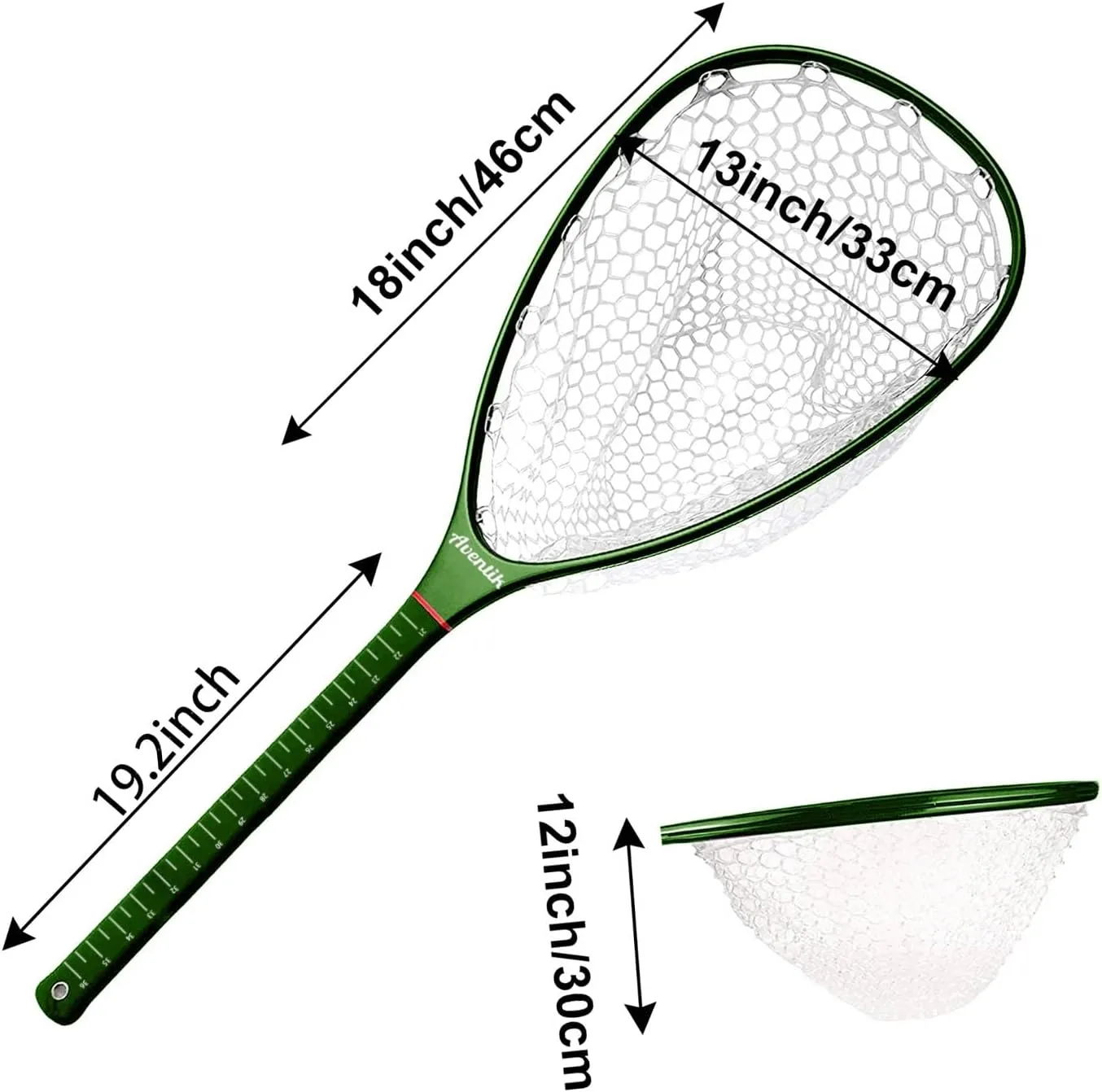 Aventik Fly Floating Fishing Net Carbon Fiber Landing Trout Net Light Weight Clear Rubber Ghost Net Catch & Release