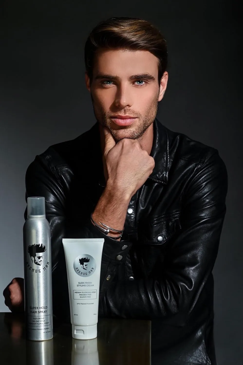 Avenue Man Sleek Finish Cream - Natural & Firm Hold Men's Hair Styling Paste - Forming Cream for Men with Herbal Extracts for Slick Back Hair Styles - Paraben Free & Sulfate Free