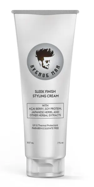Avenue Man Sleek Finish Cream - Natural & Firm Hold Men's Hair Styling Paste - Forming Cream for Men with Herbal Extracts for Slick Back Hair Styles - Paraben Free & Sulfate Free