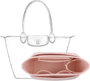 Bag Insert Organizer, purse accessories, Suitable For Longchamp long handle tote organizer (Pink, M（long handle）)