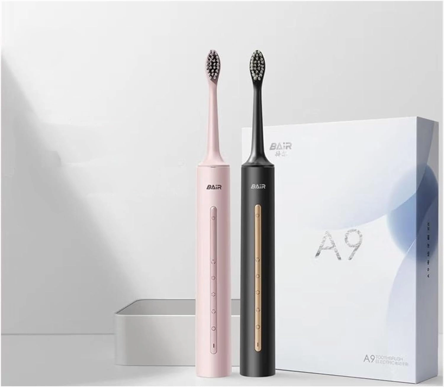 BAIR A9 Electric Toothbrush Adult Sonic Rechargeable Vibrating Soft Bristle Intelligent Automatic Toothbrush (32-33, 34-35, 36-37, 38-39, 40-41, 42-43, 44-45, 46-47 : A9 Peach Powder)