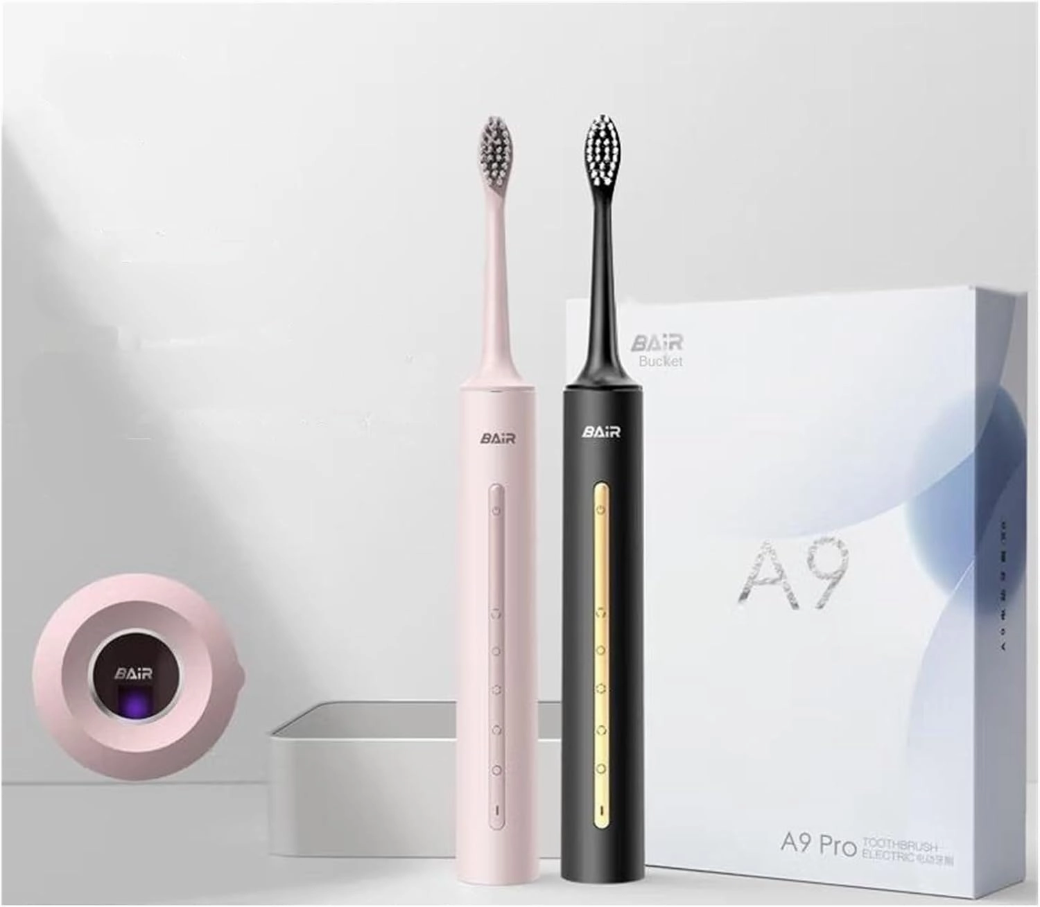 BAIR A9 Electric Toothbrush Adult Sonic Rechargeable Vibrating Soft Bristle Intelligent Automatic Toothbrush (32-33, 34-35, 36-37, 38-39, 40-41, 42-43, 44-45, 46-47 : A9pro Peach Powder)