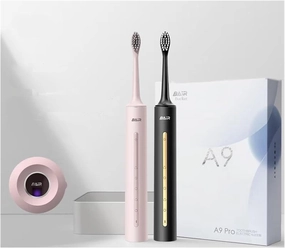 BAIR A9 Electric Toothbrush Adult Sonic Rechargeable Vibrating Soft Bristle Intelligent Automatic Toothbrush (32-33, 34-35, 36-37, 38-39, 40-41, 42-43, 44-45, 46-47 : A9pro Peach Powder)