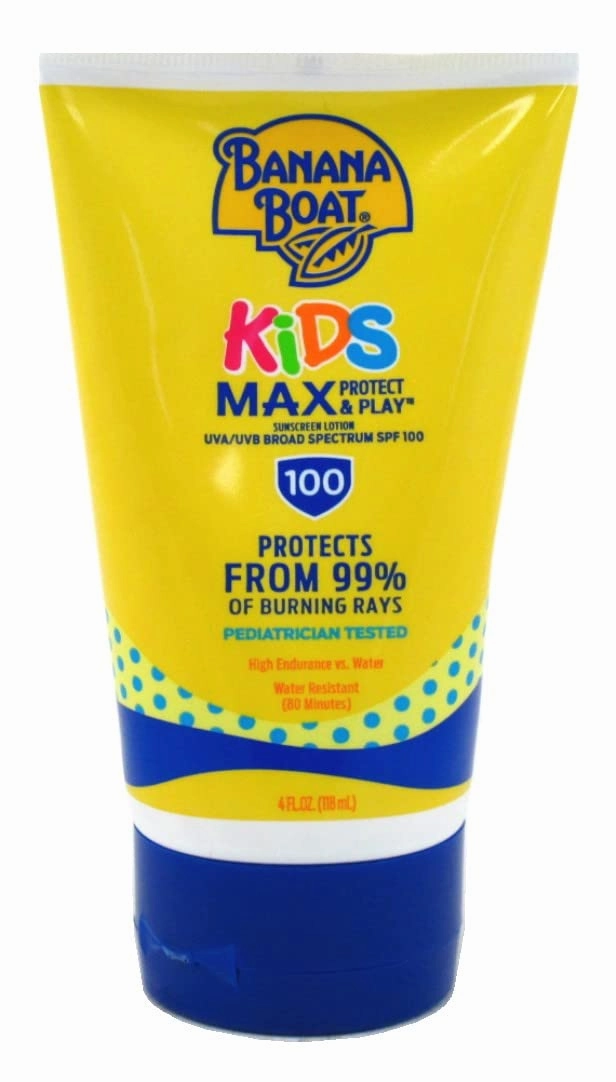 Banana Boat Kids Max Protect & Play Broad Spectrum Sunscreen SPF 100 4 oz (Pack of 6)