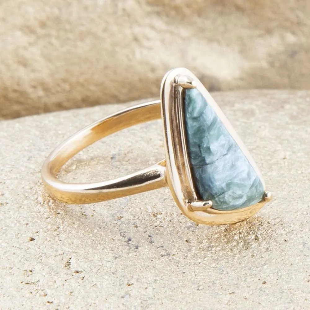 Barse Jewelry Alpine Green Seraphinite and Golden Bronze Ring