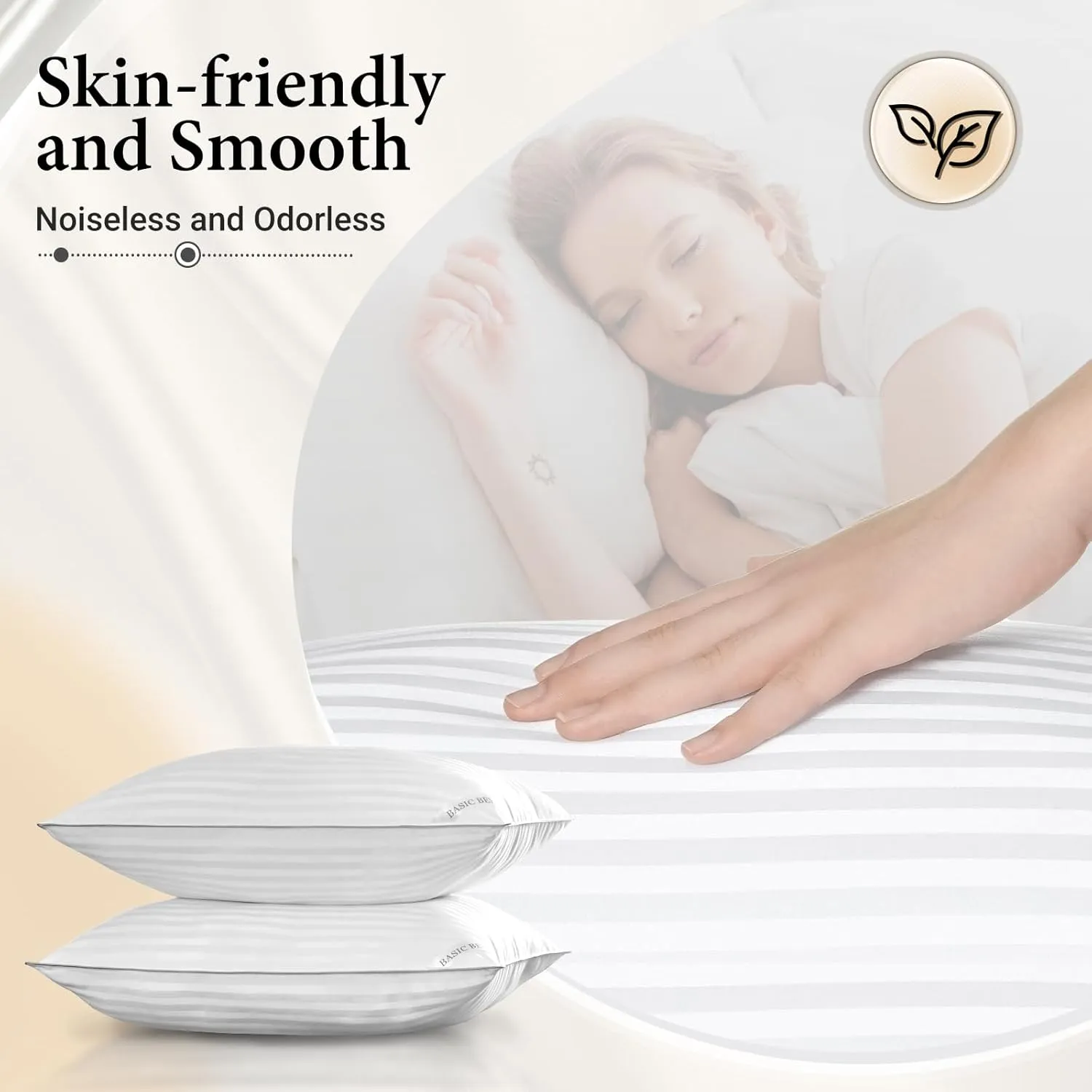 Basic Beyond Standard Pillows Set of 2 - Down Alternative Pillows for Sleeping, Soft 20 x 26 Inches Pillows Standard Size Set of 2 for Back, Stomach or Side Sleepers