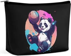 Basketball Panda Slam Dunk Makeup Bag Portable Cosmetic Bag Travel Makeup Case Organizer Toiletry Bags for Women Men