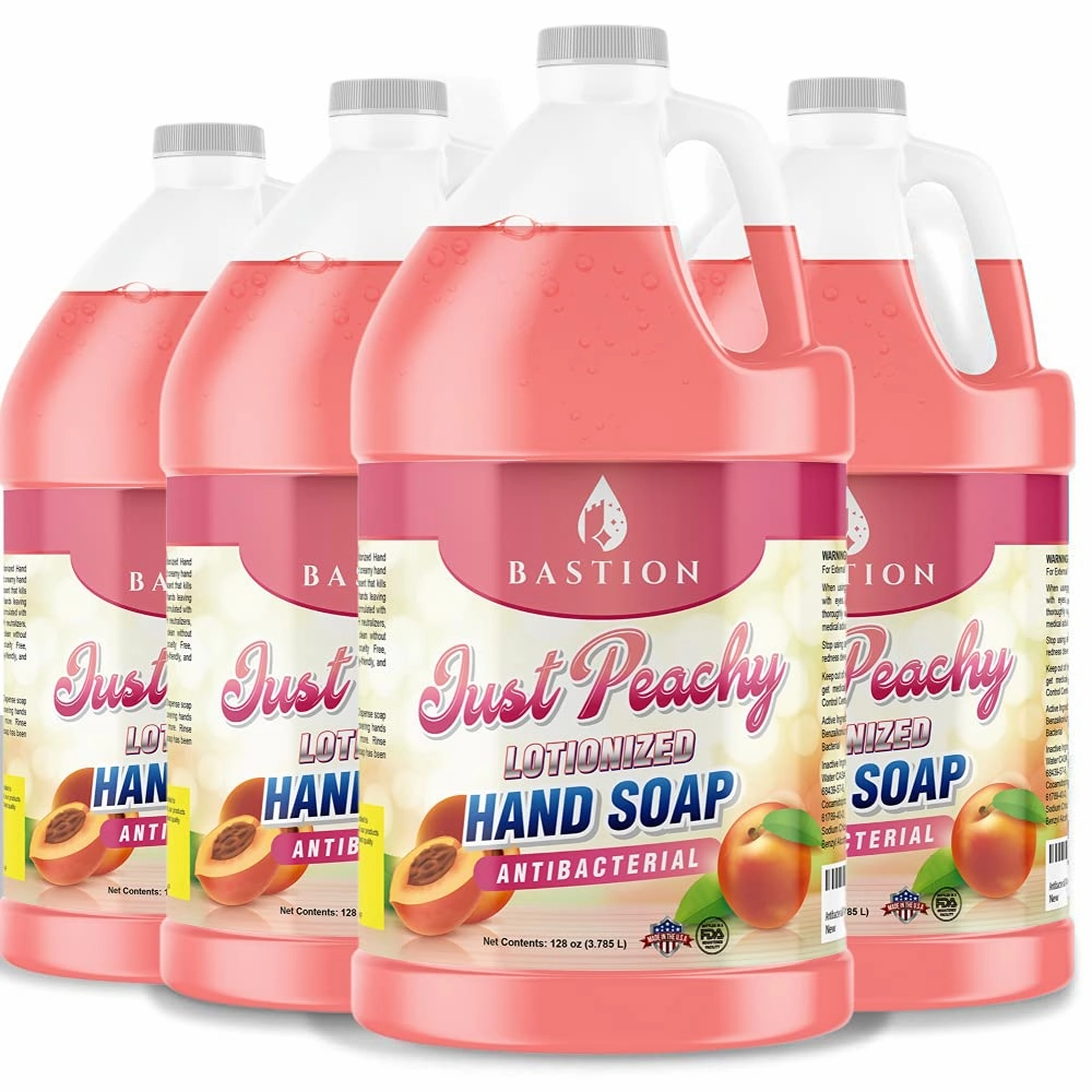 Bastion Hand Soap Antimicrobial Just Peachy Luxurious Lotionized Hand Wash Refill Jug. Made in The USA… (Just Peachy, 4 Gallons (512 oz.))