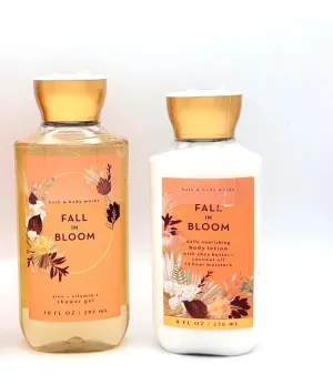 Bath & Body Work Fall in Bloom Gift Set, Shower Gel 10 fl oz, Body Lotion 8 fl oz with Shea Butter