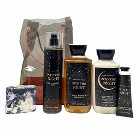 Bath & Body Works Into The Night Deluxe Gift Bag Set - Fragrance Mist - Shower Gel - Body Lotion and Hand Cream - with a Charcoal Scrub Bar Soap - Full Size