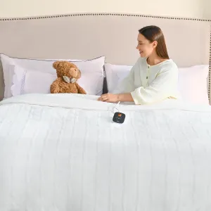 Bearhug Electric Blanket Full Size 77" × 84", White - Velvet & Sherpa Heated Blanket, 10 Heating Levels & 0.5-12H Auto Off, Over-Heat Protect, ETL Certification, Machine Washable