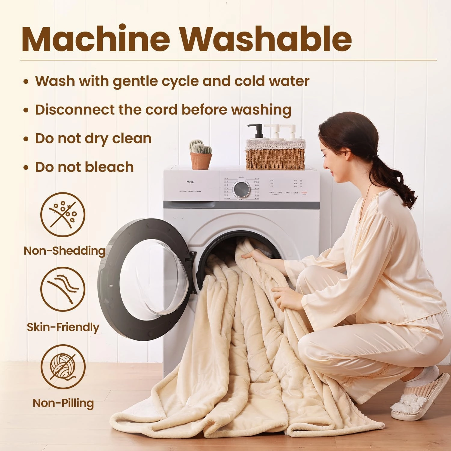 Bearhug Electric Blanket King Size 100" x 90", Dual Controller Heated Blanket Beige, Velvet & Sherpa, 10-Heat Levels & 1-12H Auto Off, 5 Year Warranty, Over-Heat Protect, ETL, Machine Washable