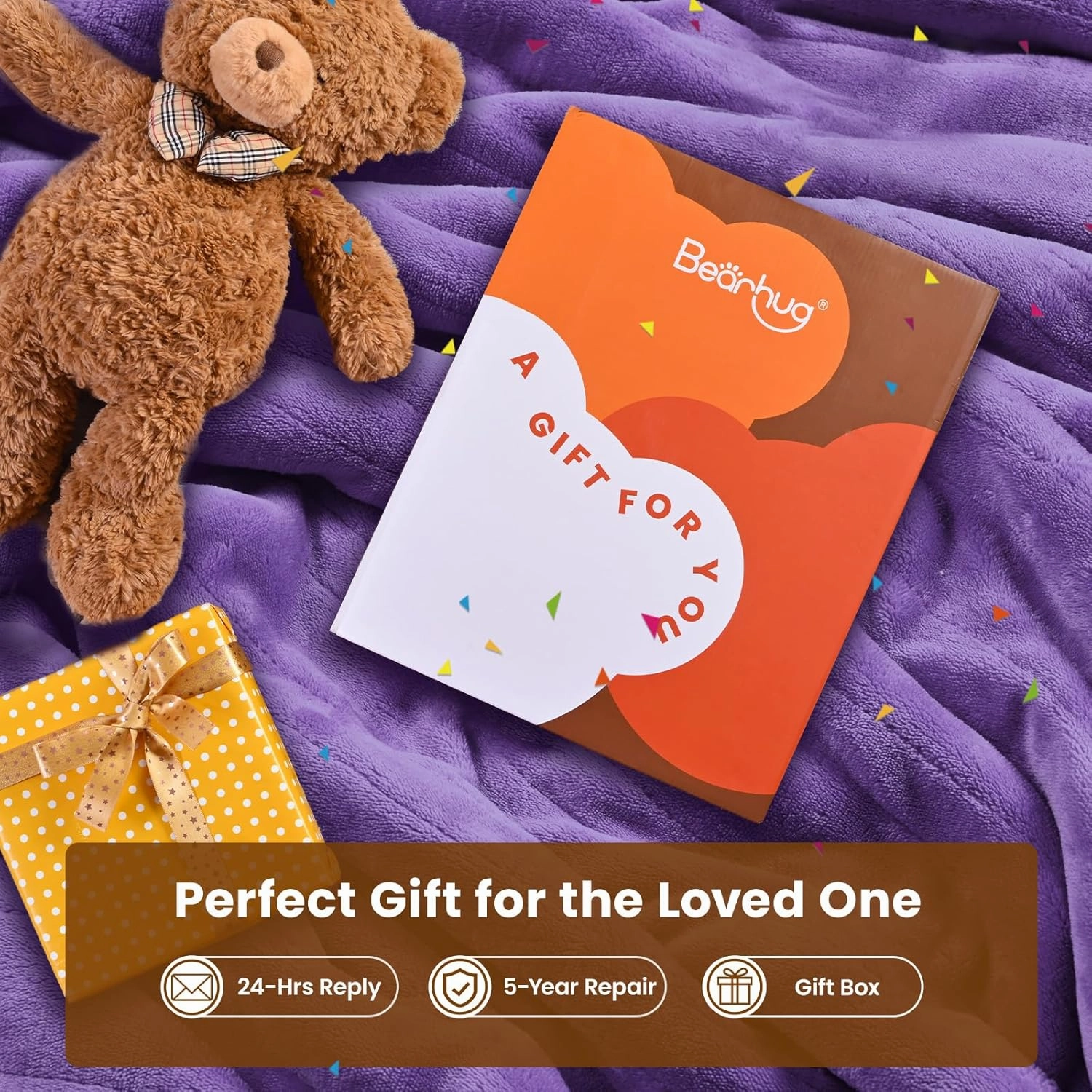 Bearhug Heated Blanket Queen Size 84" × 90", Dual Controller Electric Blanket, Velvet & Sherpa Heating Blanket, 10-Heating Level & 0.5-12H Auto Off, Over-Heat Protect, ETL, Machine Washable-Purple