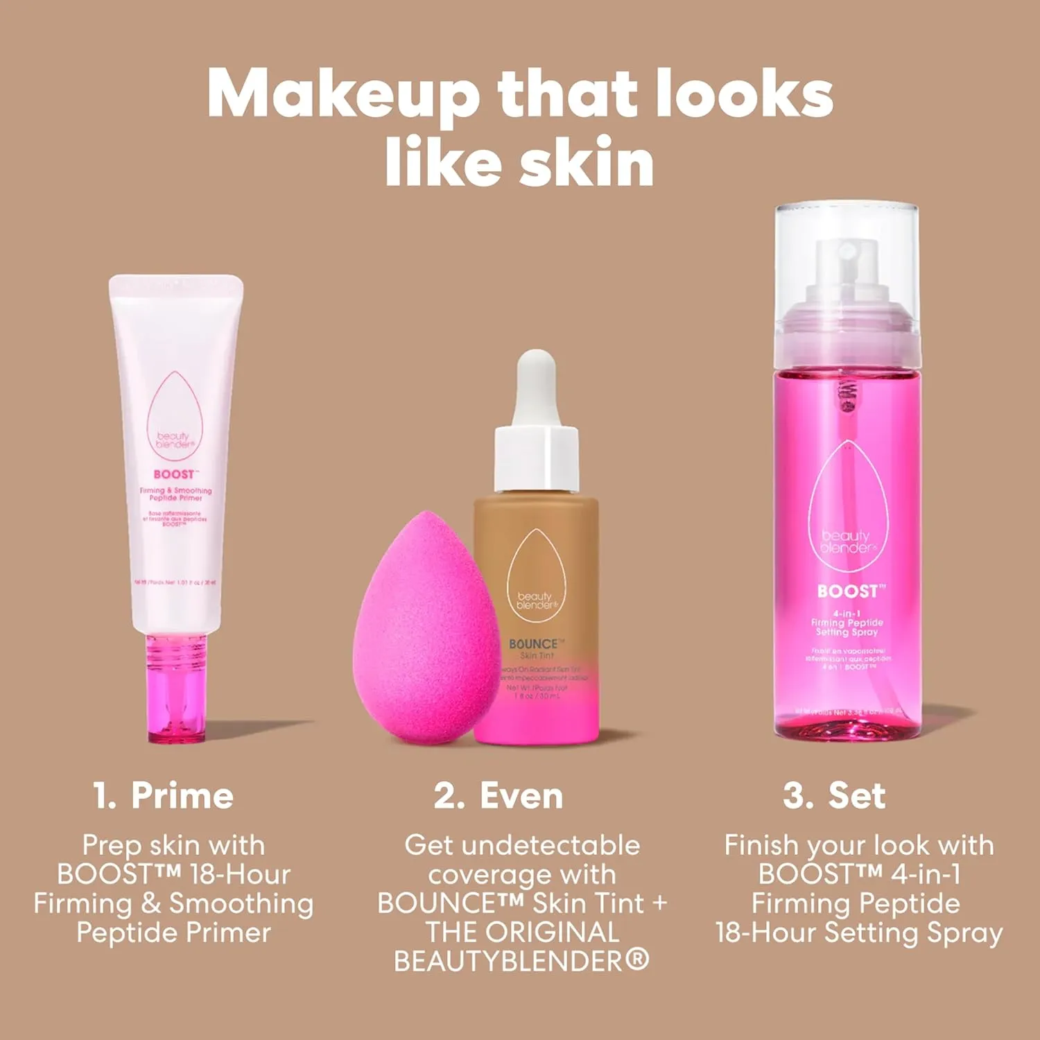 Beautyblender 12-Hour Always on Radiant Skin Tint, Breathable Serum Foundation Stays Put for All Day Long Wear, Infused with Hyaluronic Acid & Niacinamide, Tan 1