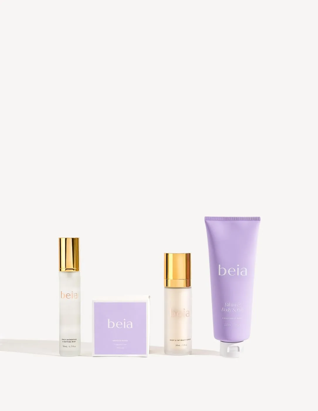 Beia Essentials - Hydrating Mist, Body Scrub, Feminine Wipes, Body Massager Oil - Gifts for Her