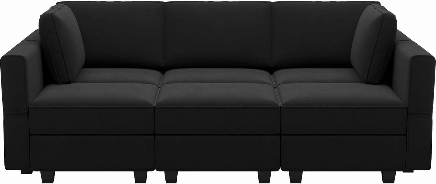 Belffin Modular Velvet Sectional Sofa with Chaise Lounge Sectional Sleeper Sofa with Storage Chaise Sofas Bed Couch for Living Room Black
